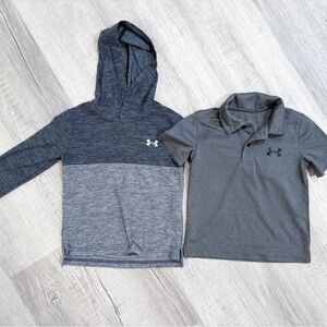 Under Armour Kids Gray Hoodie and Polo Shirt Set